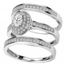 Sterling Silver .925 Platinum plated Engagement Wedding Ring Set Sizes 5-8 CZR32