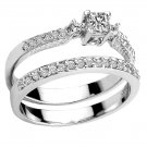 Sterling Silver .925 Platinum plated Engagement Wedding Ring Set Sizes 5-8 CZR13