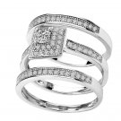 Sterling Silver .925 Platinum plated Engagement Wedding Ring Set Sizes 5-8 CZR30