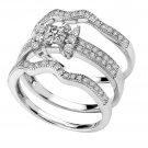 Sterling Silver .925 Platinum plated Engagement Wedding Ring Set Sizes 5-8 CZR29