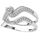 Sterling Silver .925 Platinum plated Engagement Wedding Ring Set Sizes 5-8 CZR25