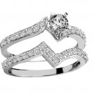Sterling Silver .925 Platinum plated Engagement Wedding Ring Set Sizes 5-8 CZR23