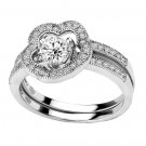 Sterling Silver .925 Platinum plated Engagement Wedding Ring Set Sizes 5-8 CZR20