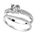 Sterling Silver .925 Platinum plated Engagement Wedding Ring Set Sizes 5-8 CZR17