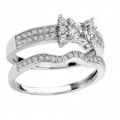 Sterling Silver .925 Platinum plated Engagement Wedding Ring Set Sizes 5-8 CZR14
