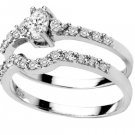 Sterling Silver .925 Platinum plated Engagement Wedding Ring Set Sizes 5-8 CZR10