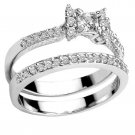 Sterling Silver .925 Platinum plated Engagement Wedding Ring Set Sizes 5-8 CZR9