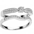 Sterling Silver .925 Platinum plated Engagement Wedding Ring Set Sizes 5-8 CZR7