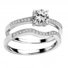 Sterling Silver .925 Platinum plated Engagement Wedding Ring Set Sizes 5-8 CZR6