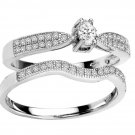 Sterling Silver .925 Platinum plated Engagement Wedding Ring Set Sizes 5-8 CZR5