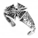 Stainless Steel Skull on Iron Cross Cuff Bangle (SSBR204)