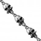 Stainless Steel Skull Head Bracelet in sizes 8" & 9" (SSBR107)