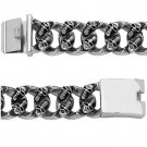Stainless Steel Curb Link Bracelet w/ Skulls on links (SSBR102)