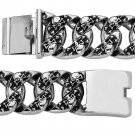 Stainless Steel Curb Link Bracelet w/ Skulls on links (SSBR101)