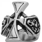 Stainless Steel Cross Ring with small skeletons on the sides, sizes10-14(SSR218)