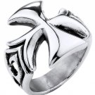Stainless Steel Iron Cross Ring with design on the sides in sizes 9-14 (SSR217)