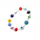 EVIL EYE(10MM) MULTI COLOR SILVER BRACELET IN SIZE 7 ½"