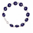 EVIL EYE(10MM) DARK BLUE COLOR SILVER BRACELET IN SIZE 7 ½"