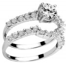 Sterling Silver .925 Platinum plated Engagement Wedding Ring Set Sizes 5-8 CZR4