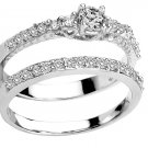 Sterling Silver .925 Platinum plated Engagement Wedding Ring Set Sizes 5-8 CZR3