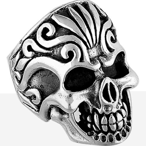Sterling Silver Smiling Skull Ring sizes 10 to 15  (TR105)
