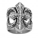 Stainless Steel 316L Men Fleur de Lis w/ Design Ring Sizes 9-14  (SSR243)