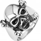 Stainless Steel Skull with Cross Bone Ring Size11 (SSR39)