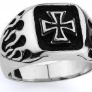 STAINLESS STEEL 316L MEN IRON CROSS RING, SIZE 10 (SSR82)