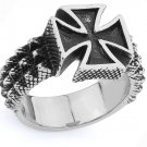 STAINLESS STEEL 316L MEN IRON CROSS RING, SIZE 13 (SSR88)