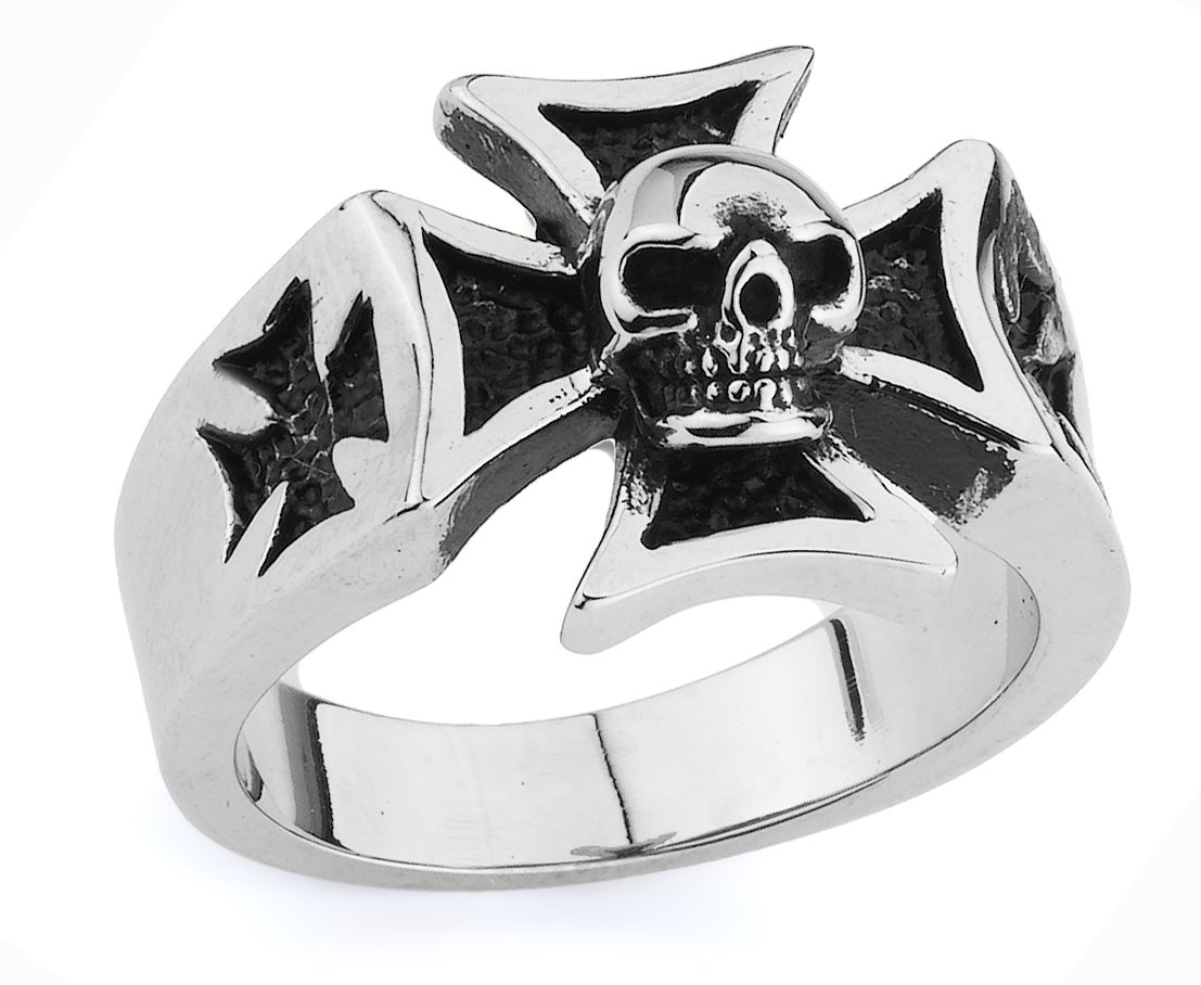 STAINLESS STEEL 316L MEN IRON CROSS RING, SIZE 13 (SSR91)