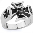 STAINLESS STEEL 316L MEN IRON CROSS RING, SIZE 13 (SSR91)