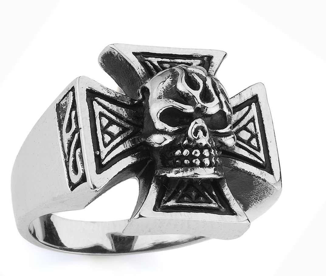 STAINLESS STEEL 316L MEN IRON CROSS RING, SIZE 12 (SSR92)