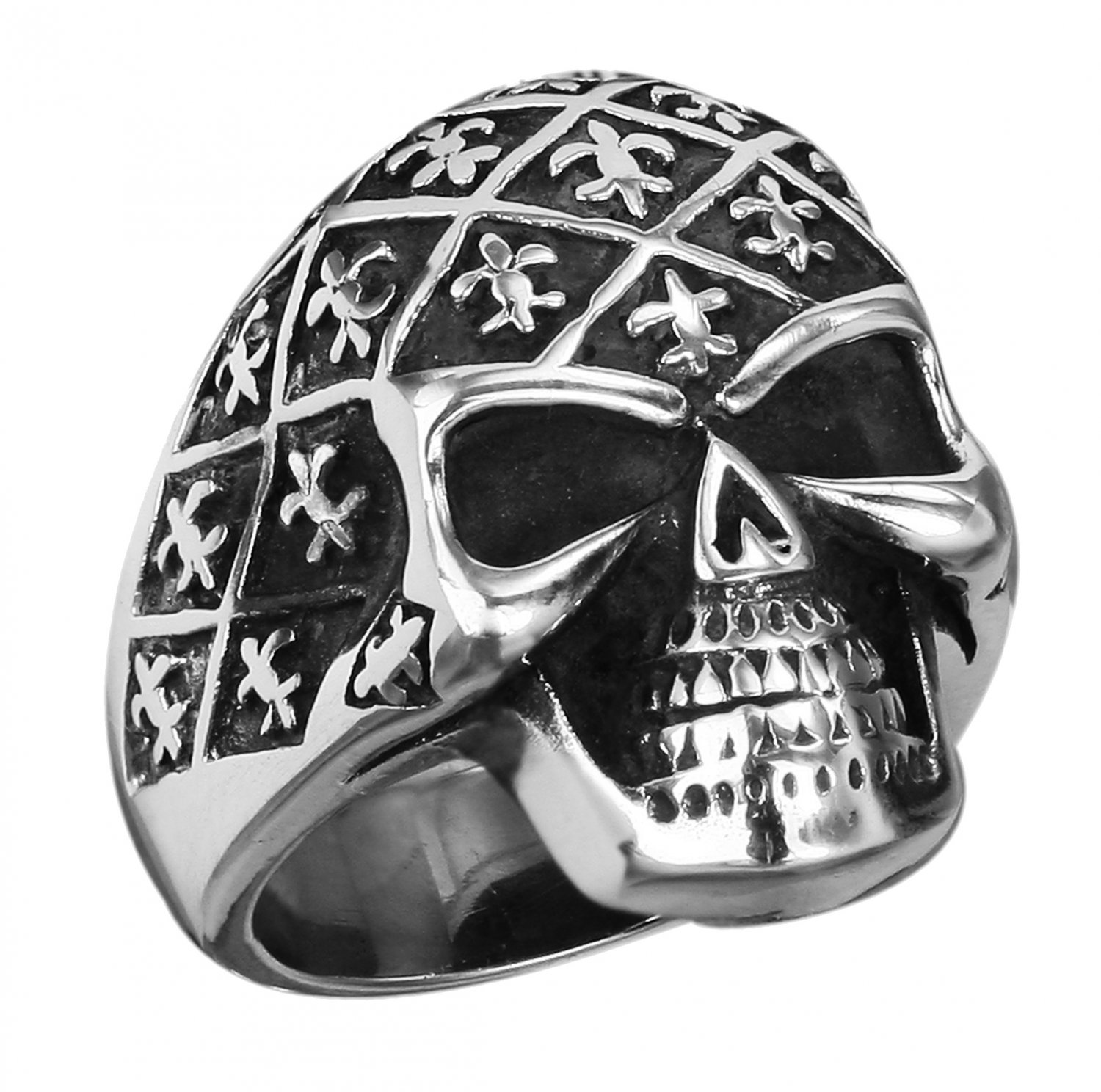 StaStainless Steel 316L Fleur de lis Skull Ring Size 12 (SSR178)