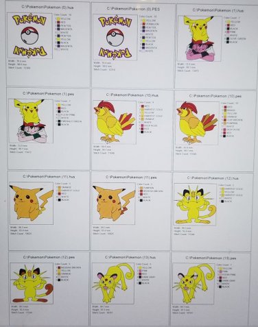 Pokemon Embroidery Designs