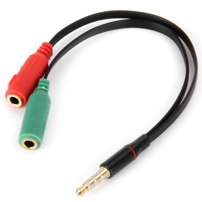 Multifunctional 3.5mm Male to 2 Female Earphone Headphone Mic Audio Y Adapter Line Cable(113897601)