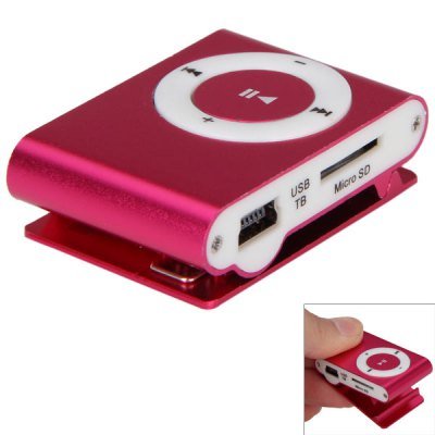 Pink MP3 Player 3.5mm Audio Jack with Back Clip and Micro SD Card Slot(EA0003201)