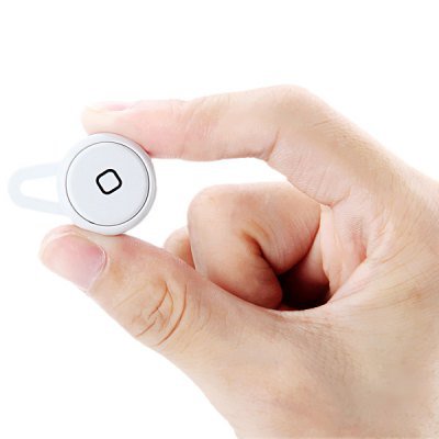 White Mini Wireless Bluetooth Earphone Ear-hook Headset with Mic for Smartphone Tablet PC(EN0069702)