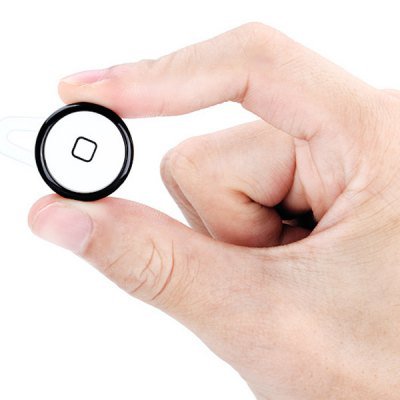 White Black Rim Mini Wireless Bluetooth Earphone Ear-hook Headset with Mic (EN0069703)