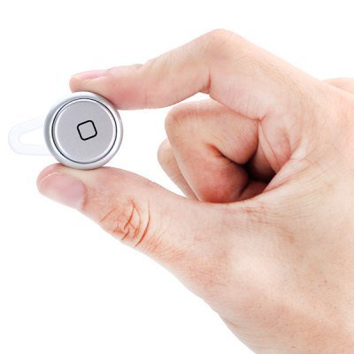 Silver Mini Wireless Bluetooth Earphone Ear-hook Headset with Mic For Phones PC (EN0069704)