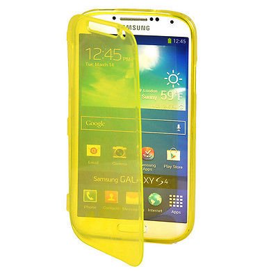 Yellow Flip TPU Skin Gel Silicone Case Cover For SAMSUNG GALAXY S4 i9500(251635358017)