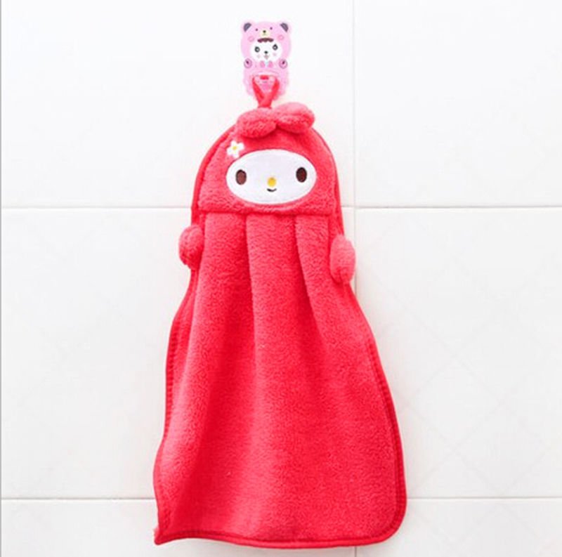 1 Pcs Red Hand Towel Soft Plush Fabric Cartoon Animal Hanging Wipe Bathing Towel (261652190905)