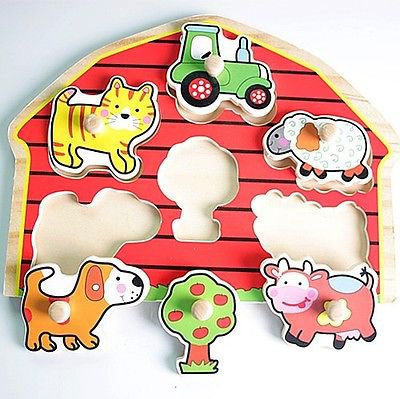 Red house pretty funny colorful wooden animal jigsaw puzzle