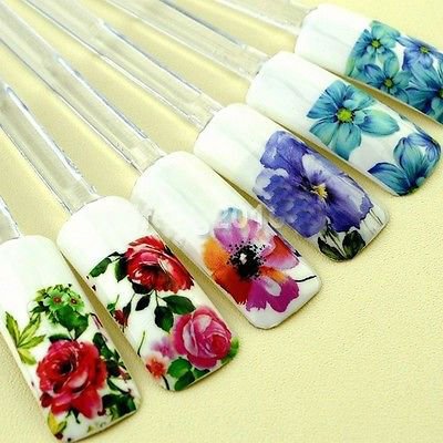 Mode 372 Flower Design Water Transfer Nail Art Sticker (321492521906)