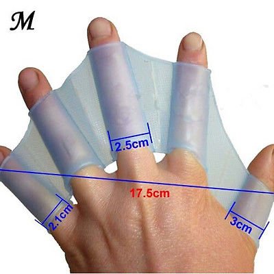 1 Pair SiZe M Training Paddle Dive Glove Swim Gear Fins Hand Webbed Flippers Silicone(141387102288)