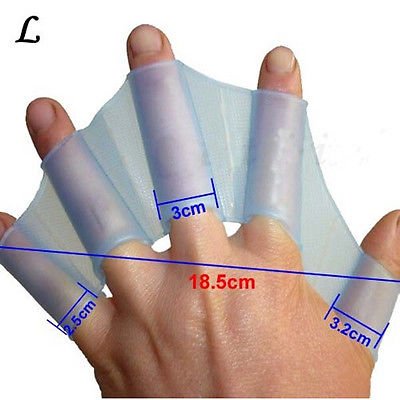 1 Pair SiZe L Training Paddle Dive Glove Swim Gear Fins Hand Webbed Flippers Silicone(141387102288)