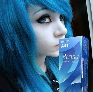 BERINA HAIR COLOR CREAM A41 BLUE COLOR PERMANENT HAIR DYE SUPER COLOR(291370656525)