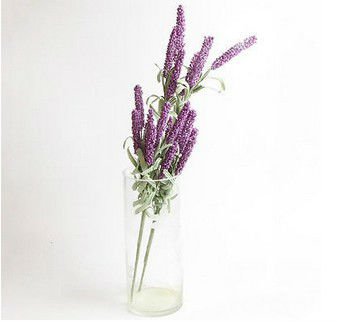 Light Purple 12 Heads Artificial Lavender Flower Leaves Bouquet(291196315510)