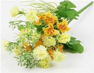 Yellow Artificial Chrysanthemum Carnation 23 Head Flower Bush Bouquet Home Wedding(291193054339)