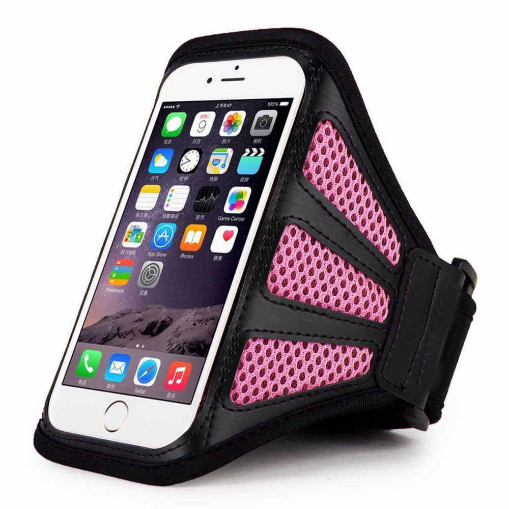 Pink For iPhone 6 Plus 5.5" Sports Running Cycling Mesh Armband Phone Case Cover
