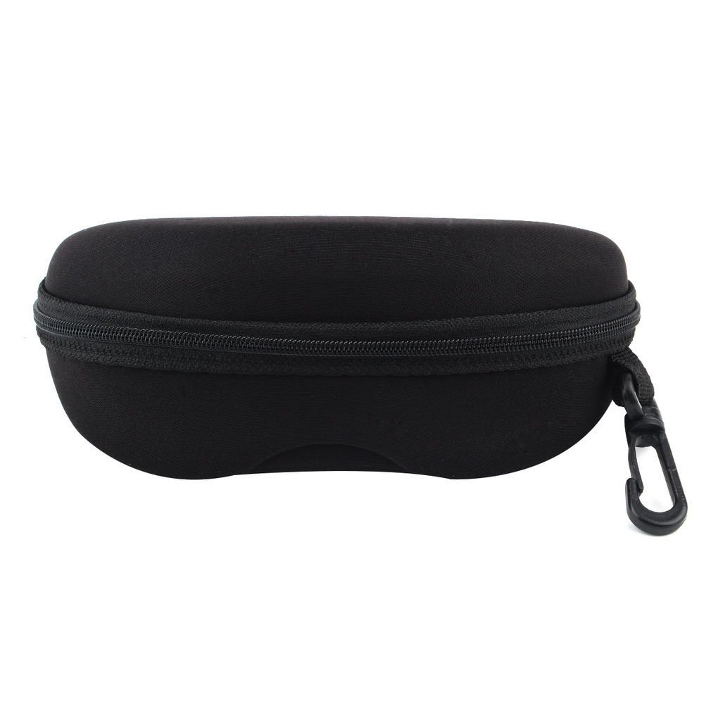 Black Portable Zipper Eye Glasses Sunglasses Clam Shell Hard Case Protector Box